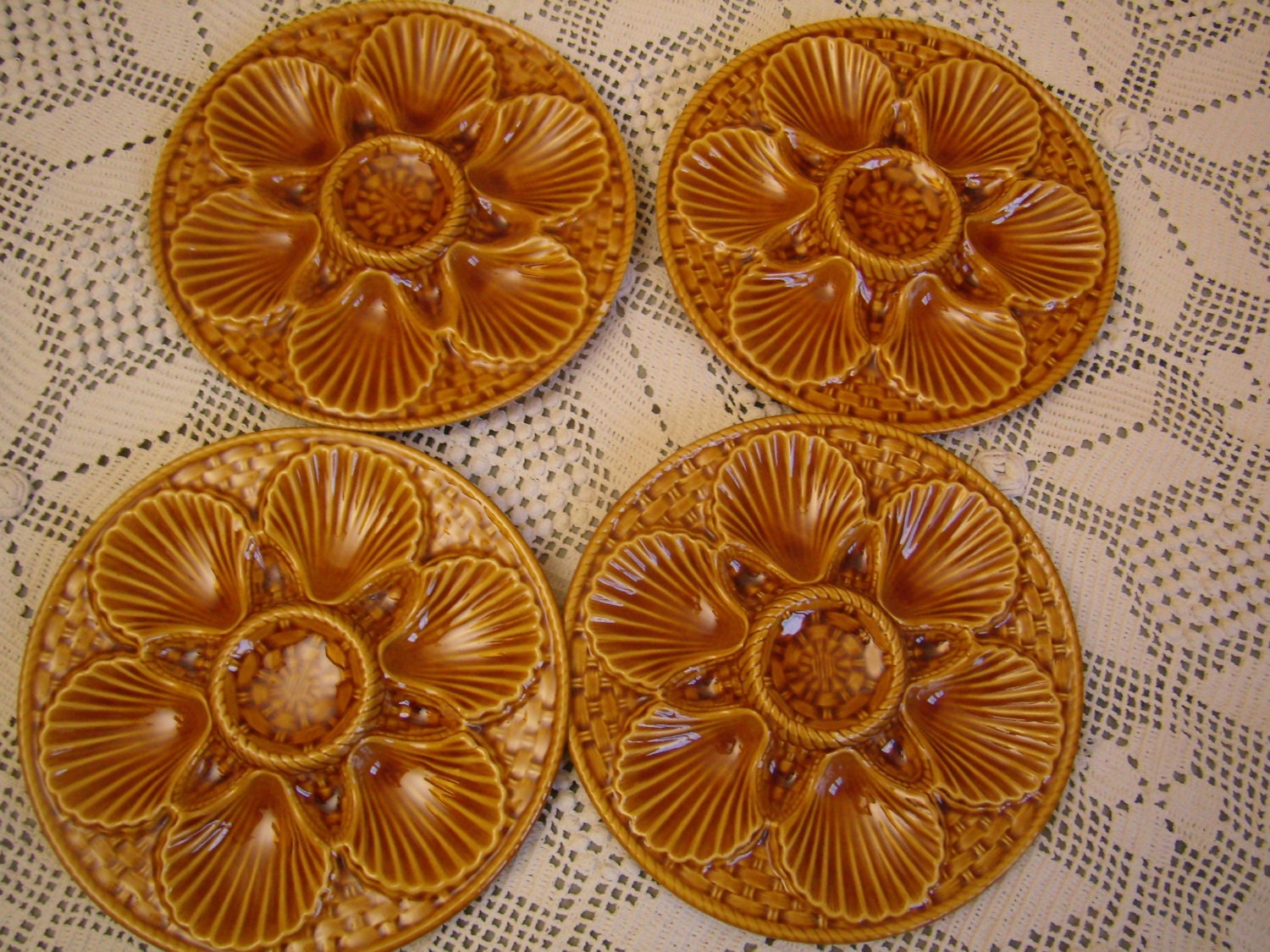 Français Assiette à Huitre ou Coquillage, Barbotine, Longchamp Vintage, Plat Huître, Style Chic Fran