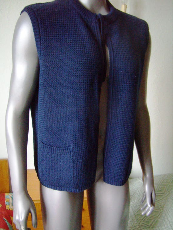 sleeveless navy vest, Womens Vest, Size S/M, Frenc