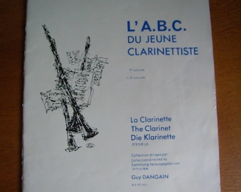 Booklet, method of learning clarinet, Vintage, 1975, french, Guy Dangain