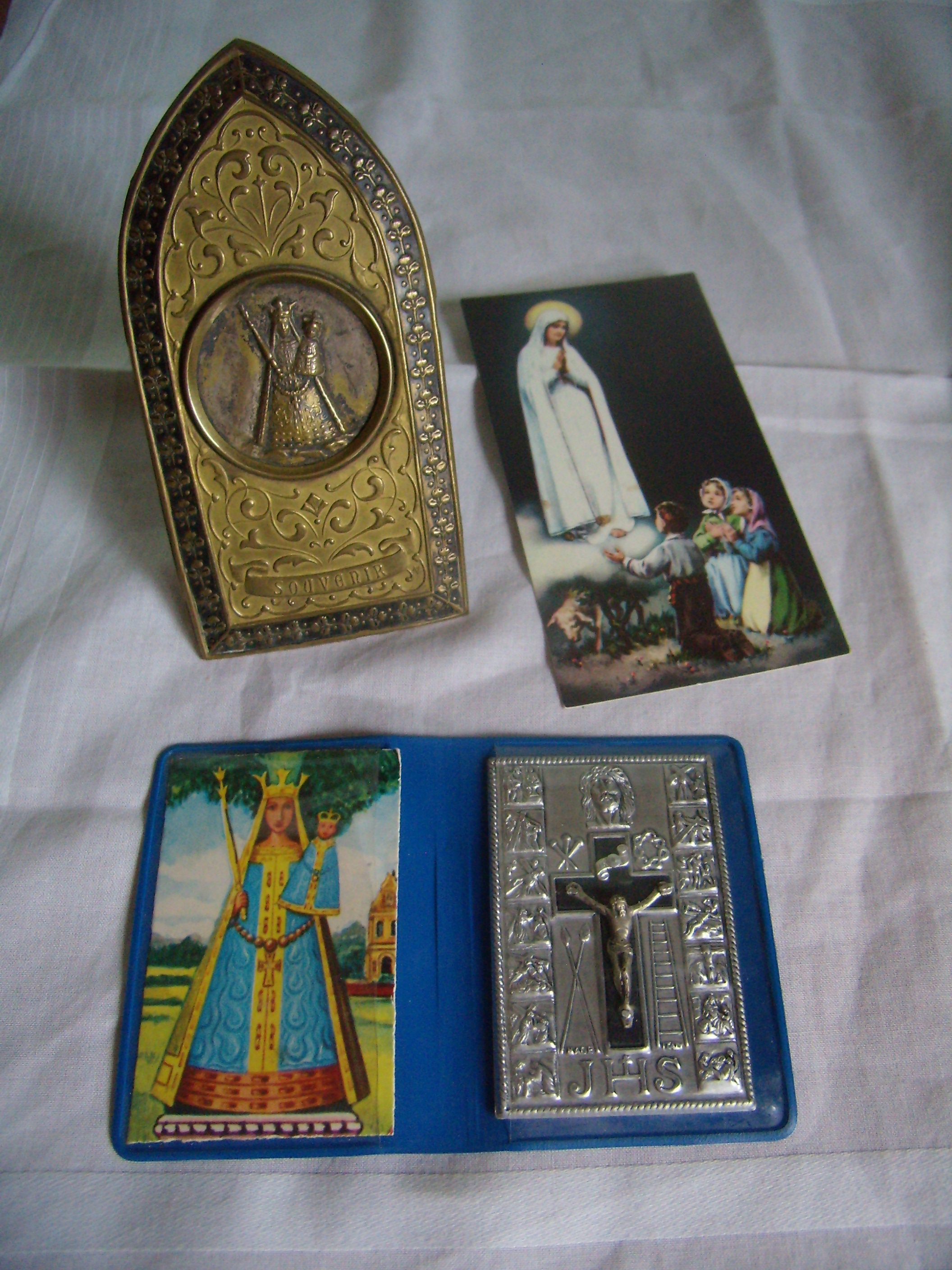 Lot Religieux, Tableau Vierge Marie, Pochette avec Crucifix et Image Prière, Religion Chrétienne