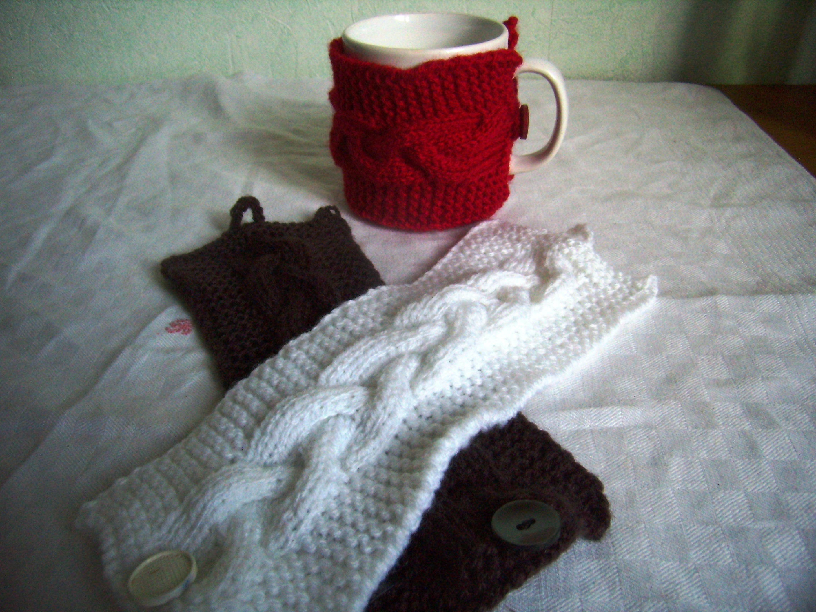 Manchettes Tasse Café, Coupe Confortable, Couverture de Tasse, Tricot Câblé Fait Main en France