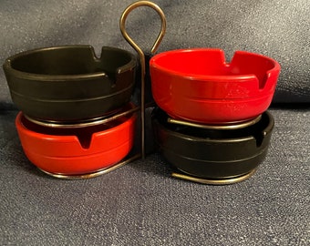 ヴィンテージの琥珀色のガラス皿：重厚なタバコの灰皿、1970年代の装飾