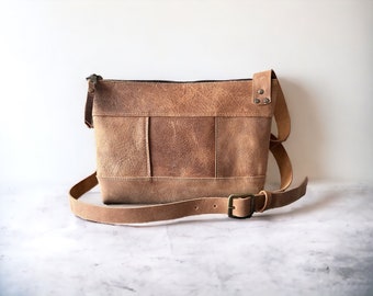 Small Crossbody with Zipper | Crazy Horse Water Buffalo Leather