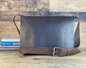 Grande | Messenger robuste Cuir Kodiak brun foncé