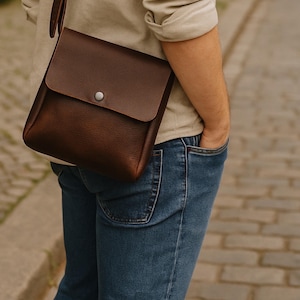Petit sac à main en cuir marron | Cuir Kodiak marron