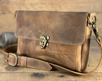 Mid-Size Leather Crossbody | Crazy Horse Water Buffalo Leather