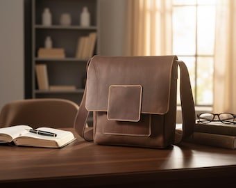 Medium Classic Messenger With Magnetic Closure | Brown Kodiak Leather