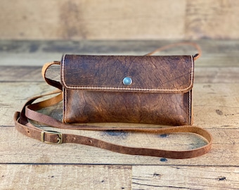 Tiny Crossbody with Snap Button | Crazy Horse Water Buffalo Leather