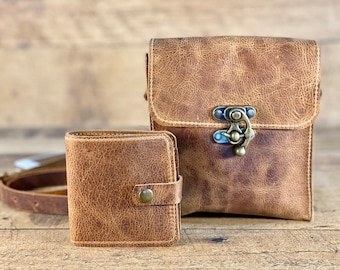 Combo - Tiny Crossbody with Matching Wallet | Crazy Horse Water Buffalo Leather