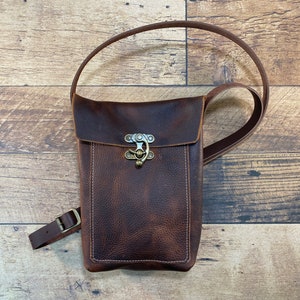Small Crossbody with Swing Clasp Brown Kodiak Leather image 1