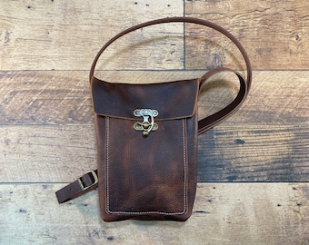 Small Crossbody with Swing Clasp | Brown Kodiak Leather