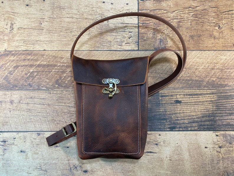 Small Crossbody with Swing Clasp Brown Kodiak Leather image 1