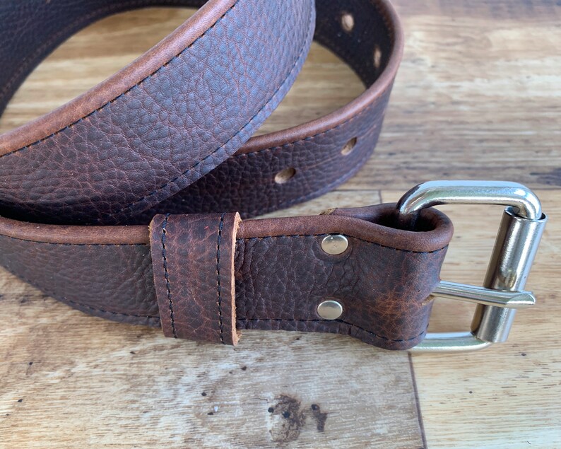 Kodiak Leather Belt with Nickel Plate or Antique Brass Hardware