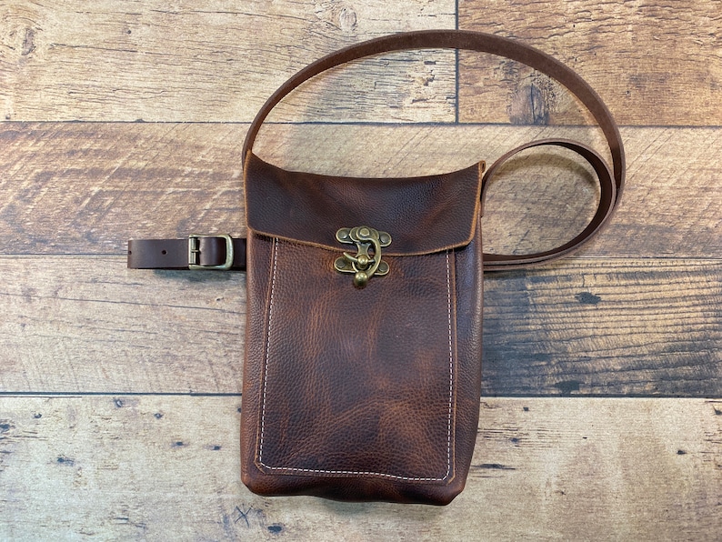 Small Crossbody with Swing Clasp Brown Kodiak Leather image 3