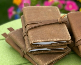 Miniature Leather Journal | Crazy Horse Water Buffalo Leather