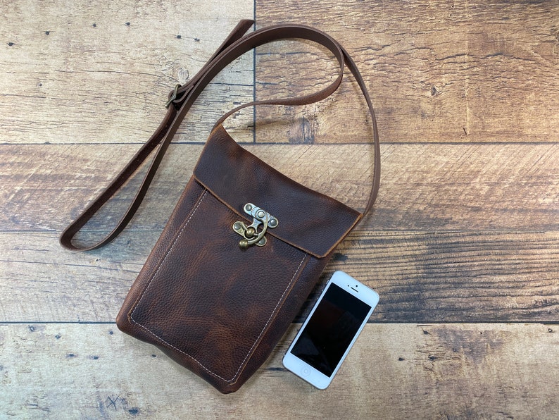 Small Crossbody with Swing Clasp Brown Kodiak Leather image 6