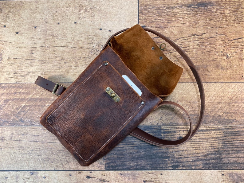 Small Crossbody with Swing Clasp Brown Kodiak Leather image 8