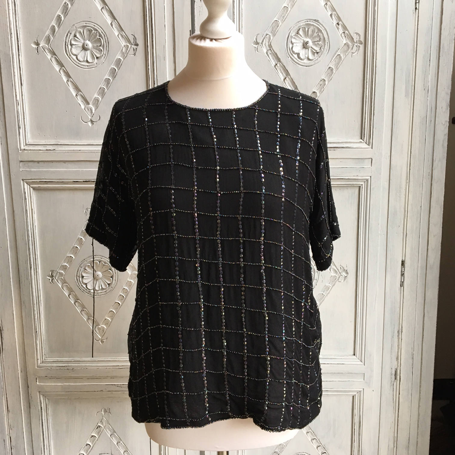 Vintage Top by Adini Sequin Black 1980s Made in India Size - Etsy