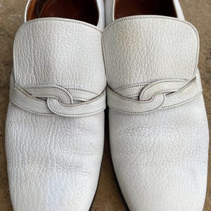CHURCH’S Vintage Loafers Shoes White Leather UK8 Mens CASSIS 1960s-Very Rare