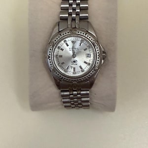Vintage Fossil Blue Women&#39;s Watch | Silver Stainless Steel | Quartz | 90s
