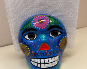 Ceramic Calavera Skull Napkin Holder – Made in Mexico