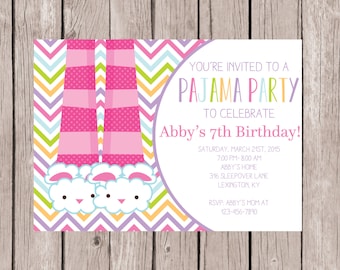 Diy Printable Birthday Sleep Over Invite Slumber Party Etsy