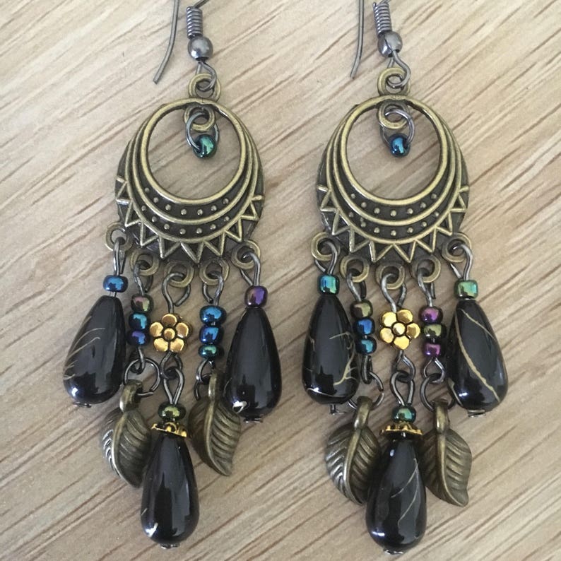 Peacock Earrings Inspired Vintage Style Drop Alloy Peacock Black Tone Bronze Earrings Womens Jewellery AU