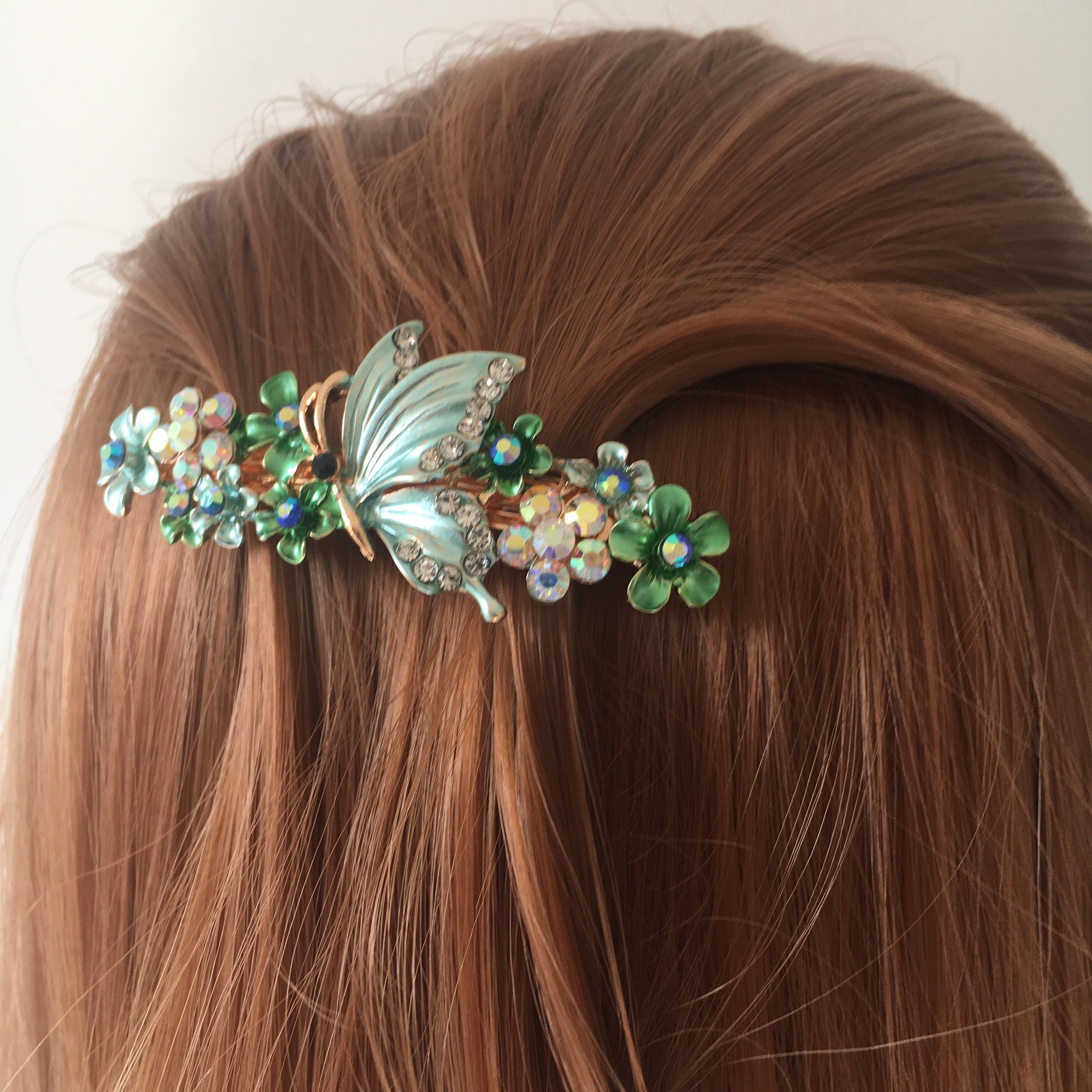 Butterfly Rhinestones Hair Barrette Butterfly Flowers Hair Etsy UK