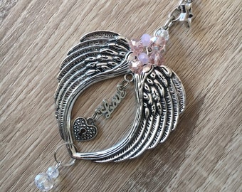 Angel Wings Car Charm, angel wings sympathy loss car Hanging, Decoration Home Girl Car Rearview Mirror gift idea, car jewelry interior decor