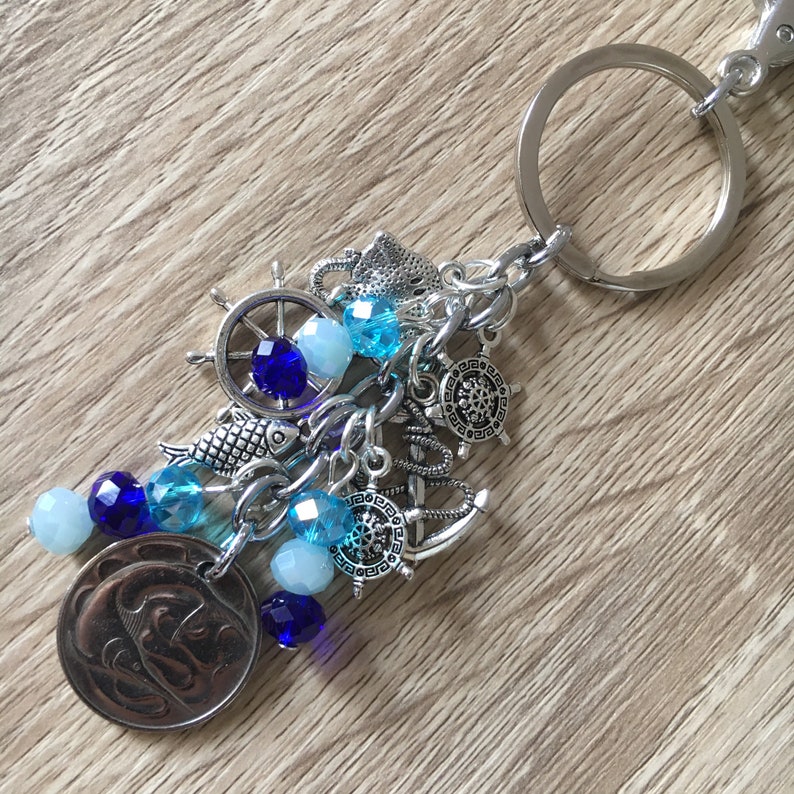 Marlin Coin Keychain Swordfish Coin Pendant Charm Keyring Sea Nautical Keychain Key ring Coin 1967 Jewelry Bag Accessory