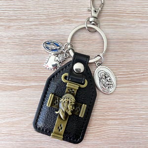 Jesus Keychain Crucifix Cross Keychain Jesus Bag Charm Jesus Christ Key Chain,Miraculous Medal, Christian Catholic Keyring Religious