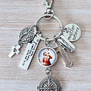 Elegant St Christopher Keychain A meaningful Travel Companion for Safety and Spiritual Guidance A Heartfelt Reminder for Every Journey!