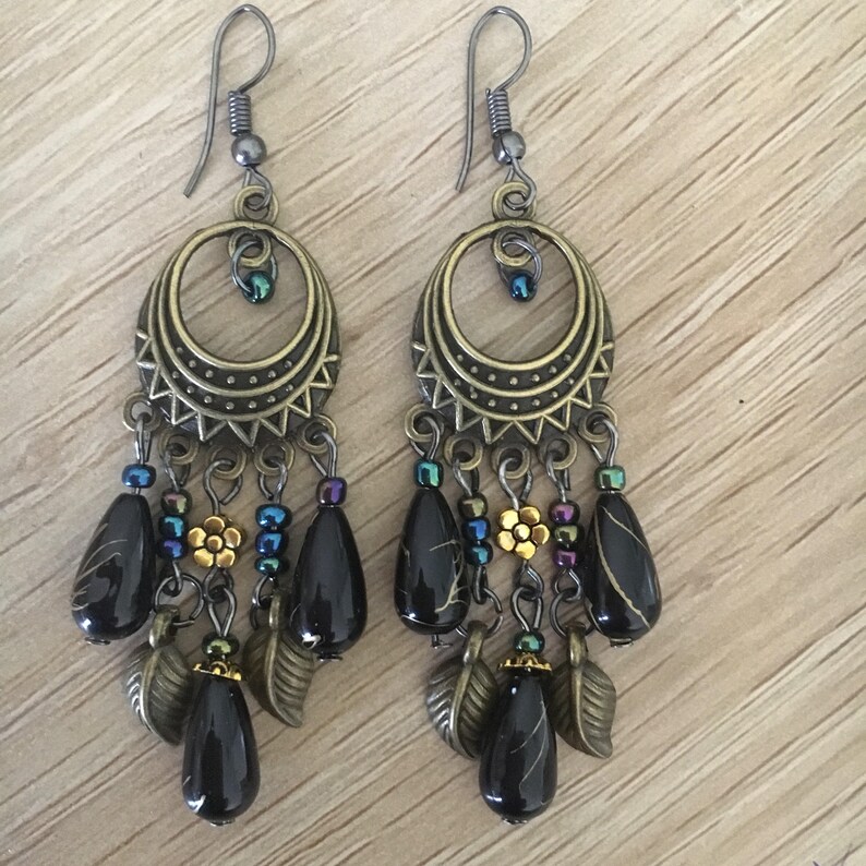 Peacock Earrings Inspired Vintage Style Drop Alloy Peacock Black Tone Bronze Earrings Womens Jewellery AU