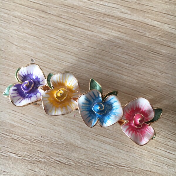 Orchid metal Women's Hair Barrette, Flower hair Clip, Painted Rainbow Hair barrette, floral Hair pin,Hair clip, au