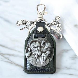 St Christopher Keychain: Motorcyclist Guardian, Safe Travels Gift