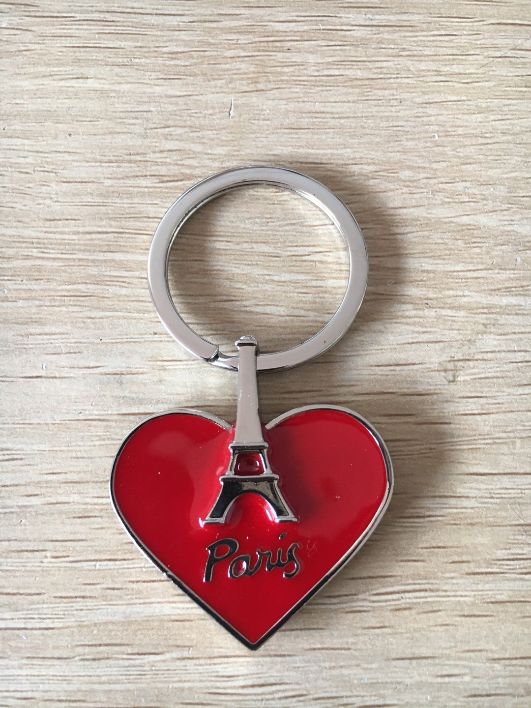 Eiffel Tower Keychain, French Keychain, Paris Keyring, Heart Keychain