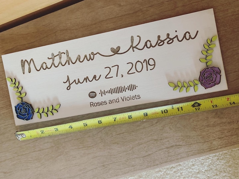 Interactive Decor Custom Name Wedding Date Sign Rustic 5th Anniversary Wedding Anniversary Song Sign Personalized Anniversary Gift