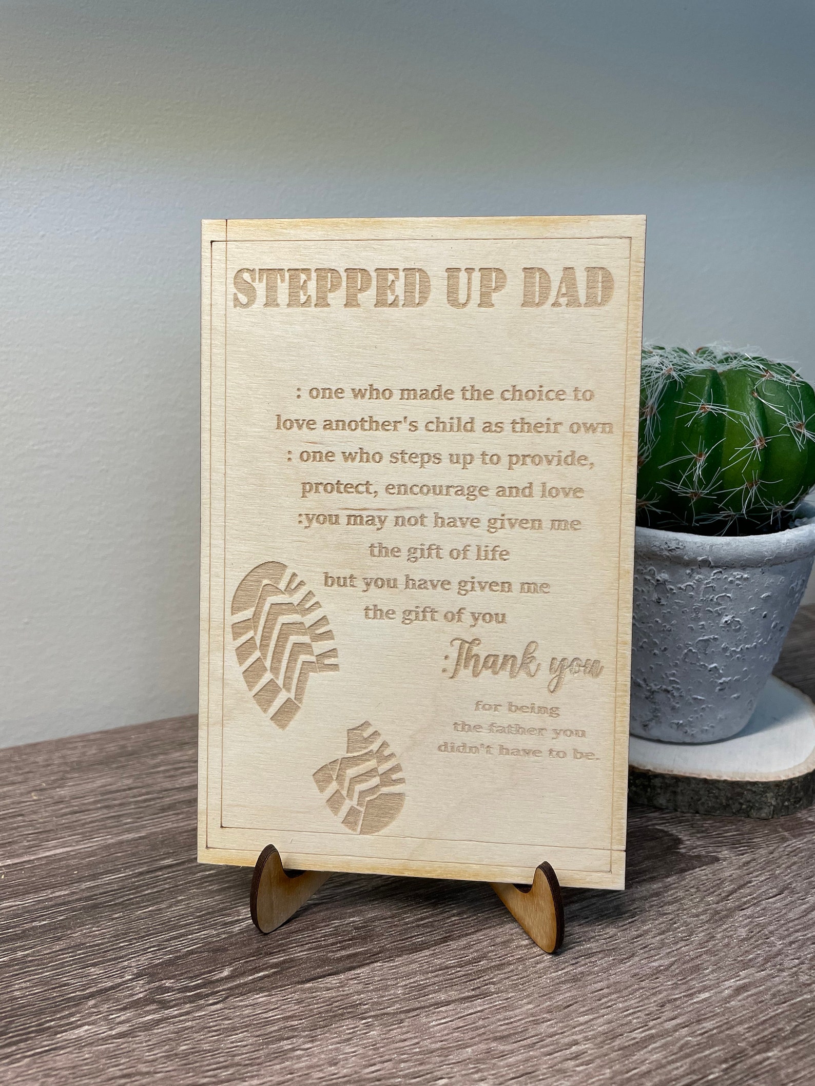 Stepped Up Dad Small Sign Bonus Dad Step Dad Gift | Etsy