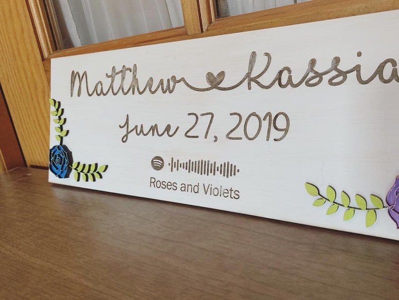 Interactive Decor Custom Name Wedding Date Sign Rustic 5th Anniversary Wedding Anniversary Song Sign Personalized Anniversary Gift