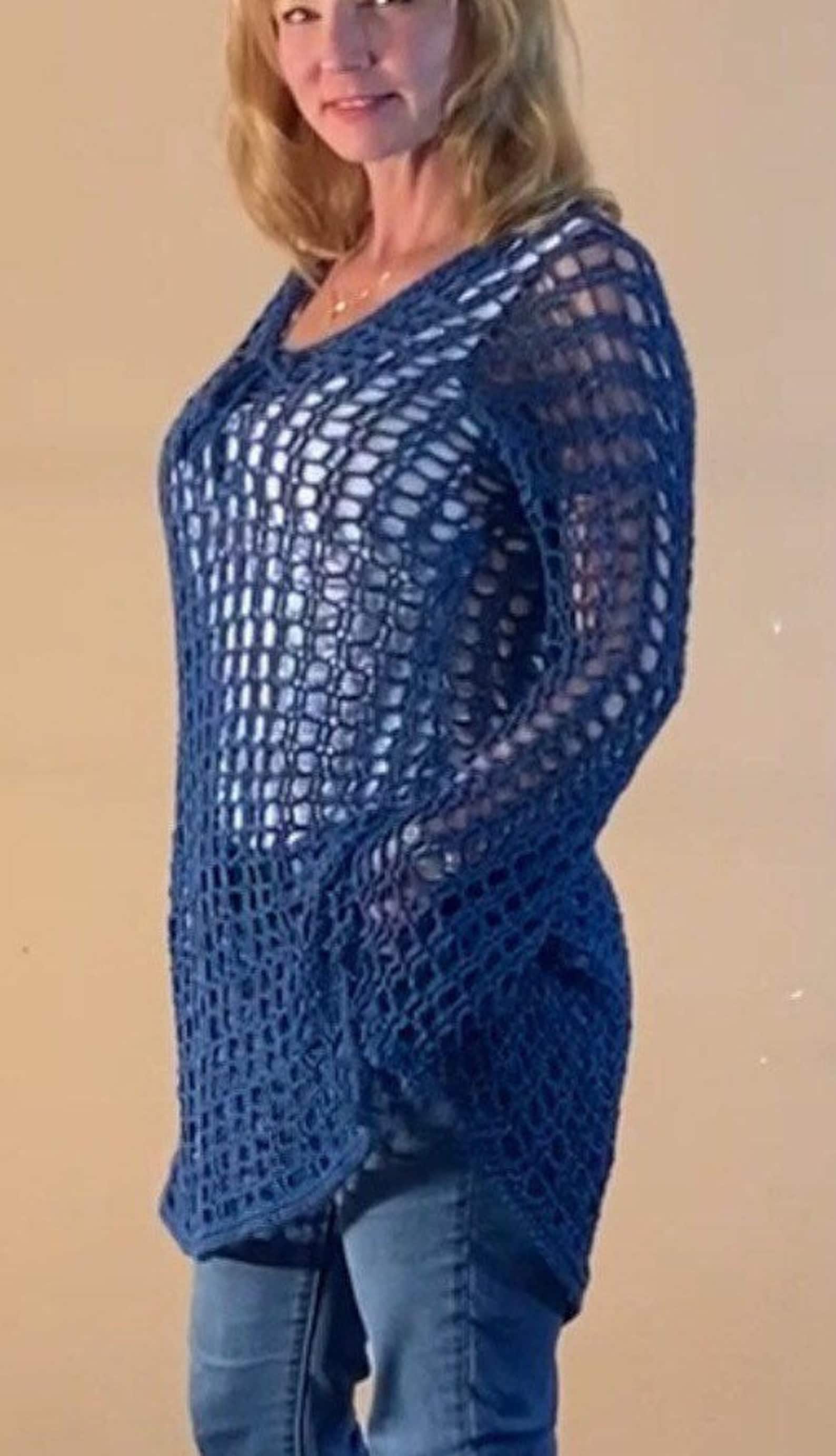 Crocheted Mesh Sweater Etsy