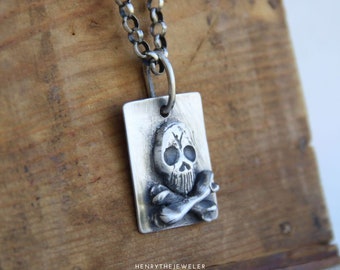 Silver skull pendant - Handmade skull - RAW skull - one copy - skull pendant - BONE - sterling silver chain