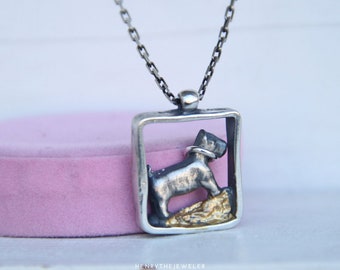 Bobi The Dog - Silver Dog - 925 Sterling Silver - Handmade Jewelery - Minimal - Chain - Puppy - Dog Necklace - Goldplated - Gold