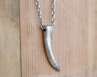 silver talisman - SILVER clow - silver tooth - RAW pendant - raw silver necklace