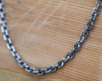 Sterling Silber Kette - grobe Kette - oxidierte Silber Kette - RAW Kette