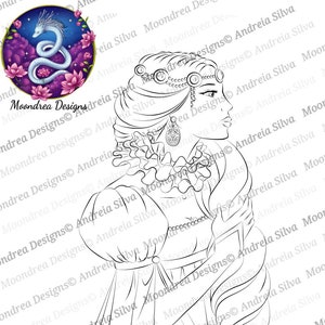 Timbro digitale The Longing Princess, Lineart per colorare