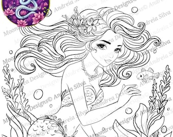 Digitale Coralina-stempel, Lineart om in te kleuren
