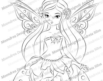 Ashlee Toad Faerie Digital Stamp, Lineart for Coloring