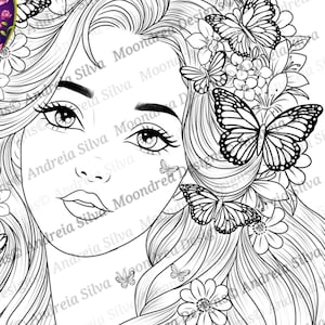 Carimbo digital Primavera, Lineart para colorir