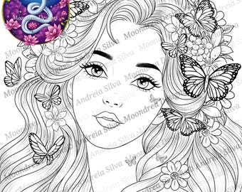 Spring Time Digital Stamp, Lineart for Coloring