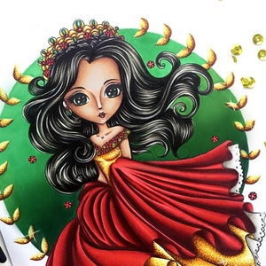 Sello digital de Lilly la Princesa Bailarina, dibujo lineal para colorear